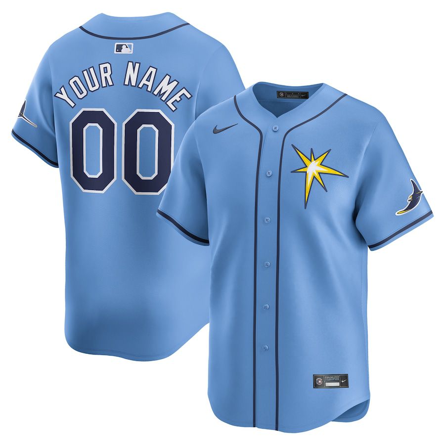 Men Tampa Bay Rays Nike Light Blue Alternate Limited Custom MLB Jersey